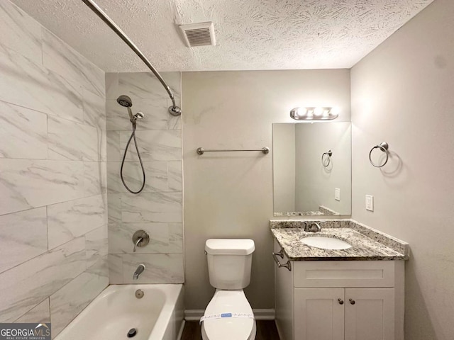 2784 Rockdale Dr, Decatur, GA 30034 - full bathroom with a textured ceiling, shower / bathtub combination, vanity, and toilet