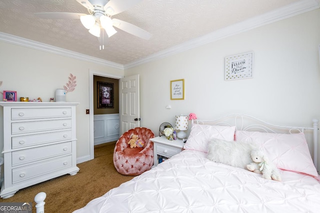 7282 Litany Ct, Flowery Branch, GA 30542 - bedroom featuring carpet, crown molding, and ceiling fan