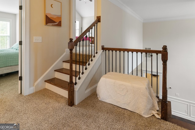 152 Jackson Dr, Forsyth, GA 31029 - stairway with carpet floors and ornamental molding