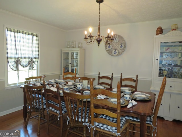 141 Cherokee Cir, Cedartown, GA 30125 - dining room with a chandelier, wood finished floors, ornamental molding, and baseboards