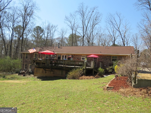 141 Cherokee Cir, Cedartown, GA 30125 - rear view of house with a yard and a deck