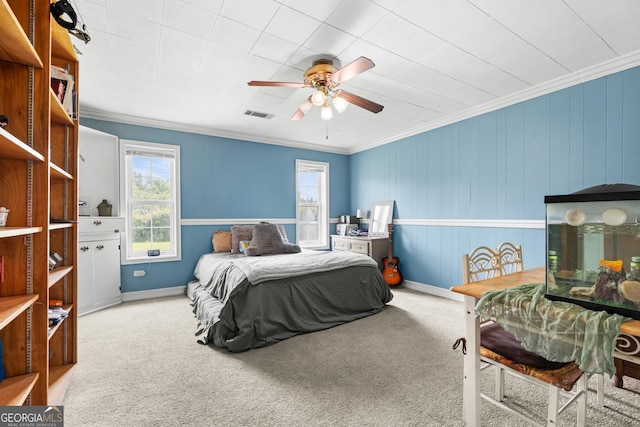 1072 Burtons Ferry Highway, Sylvania, GA 30467 - carpeted bedroom with ornamental molding, ceiling fan, and baseboards