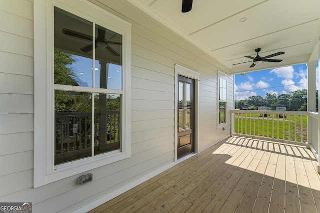 621 Arthur St, Lagrange, GA 30241 - wooden terrace with ceiling fan and a lawn