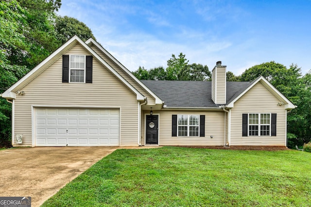 460 Old Tree Dr, Jackson, GA 30233 - view of front of home with driveway, a front yard, and a chimney
