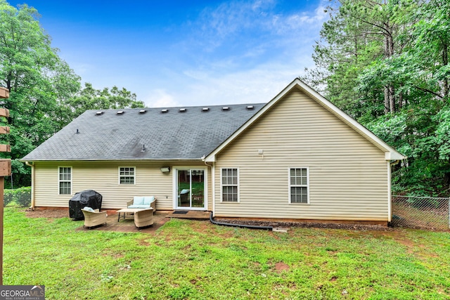 460 Old Tree Dr, Jackson, GA 30233 - rear view of property with a patio, a shingled roof, and an outdoor living space