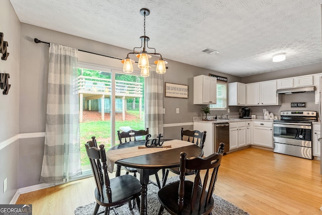 460 Old Tree Dr, Jackson, GA 30233 - dining area with light wood finished floors, a chandelier, a textured ceiling, and baseboards