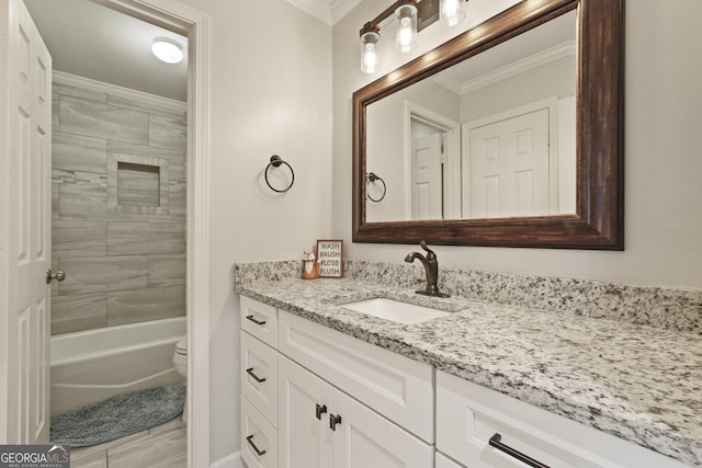 510 Braves Field Dr, Guyton, GA 31312 - full bathroom with crown molding, vanity, toilet, and shower / washtub combination