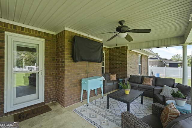510 Braves Field Dr, Guyton, GA 31312 - view of patio / terrace with an outdoor living space and ceiling fan