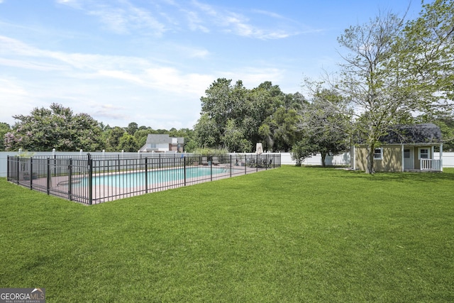 510 Braves Field Dr, Guyton, GA 31312 - view of swimming pool with an outbuilding