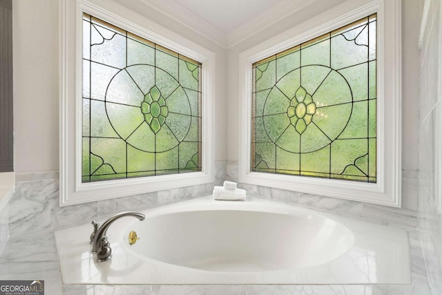 2903 Ashebrooke Dr NE, Marietta, GA 30068 - full bathroom with a bath, healthy amount of natural light, and crown molding