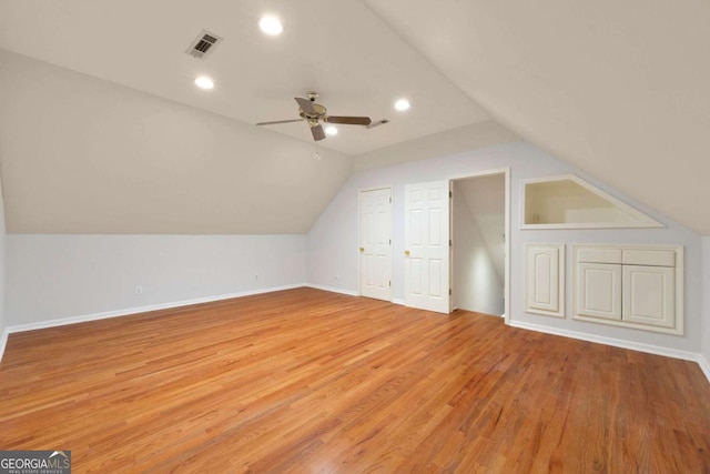 2903 Ashebrooke Dr NE, Marietta, GA 30068 - additional living space featuring light wood-type flooring, lofted ceiling, ceiling fan, baseboards, and recessed lighting