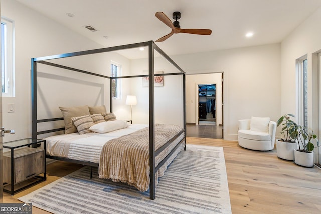1045 Shepherds Ln NE, Atlanta, GA 30324 - bedroom featuring light wood-style flooring, recessed lighting, and ceiling fan