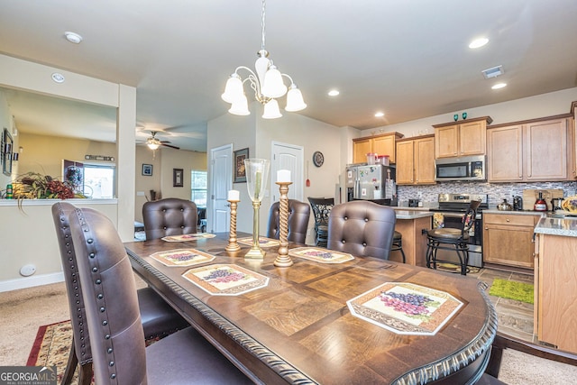 874 Crescent Ln Unit 52, Griffin, GA 30224 - dining space with a chandelier, ceiling fan, and recessed lighting