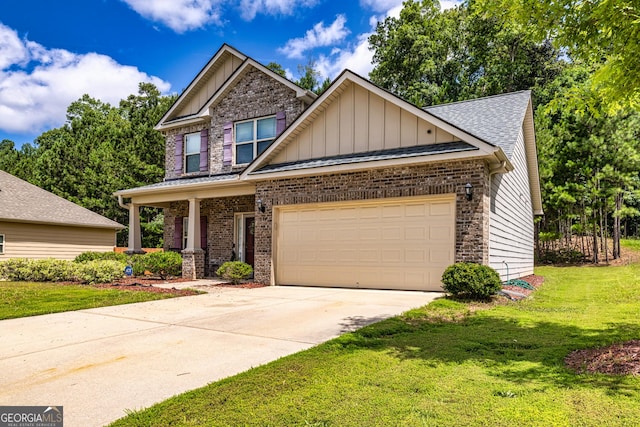 874 Crescent Ln Unit 52, Griffin, GA 30224 - craftsman-style house with board and batten siding, an attached garage, a front yard, driveway, and roof with shingles