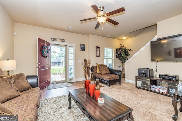 874 Crescent Ln Unit 52, Griffin, GA 30224 - living area with ceiling fan and wood finished floors