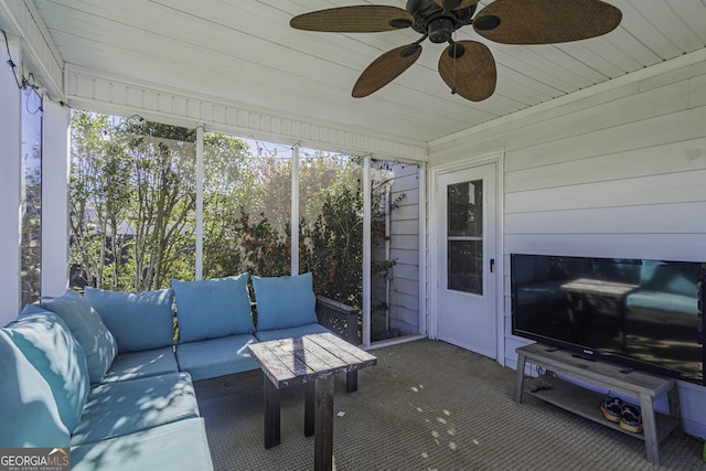 74 Hollis Hts, Newnan, GA 30263 - sunroom / solarium with outdoor lounge area and ceiling fan