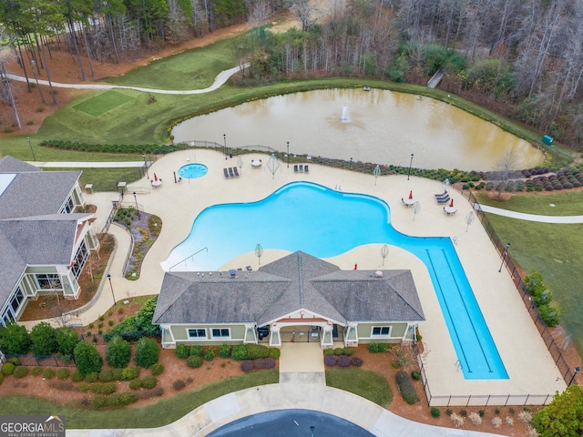 302 Burberry Ct, Griffin, GA 30223 - aerial view of a pool area and a large body of water