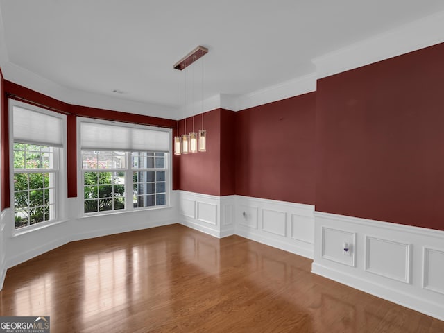 302 Burberry Ct, Griffin, GA 30223 - empty room with wood finished floors, a wainscoted wall, and a decorative wall