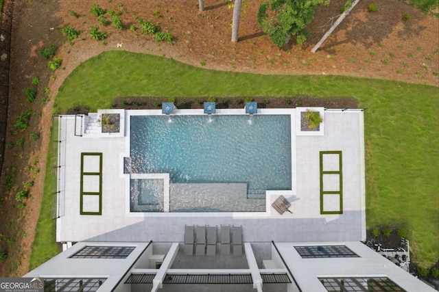 245 Traditions Dr, Alpharetta, GA 30004 - aerial view of property and surrounding area with a pool