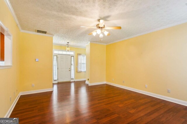 99 Rainwater Ln, Dallas, GA 30157 - spare room with a ceiling fan, wood finished floors, a textured ceiling, and ornamental molding
