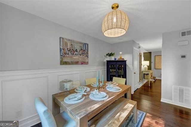 2 Arpege Way NW, Atlanta, GA 30327 - dining area with wood finished floors, a wainscoted wall, and a decorative wall