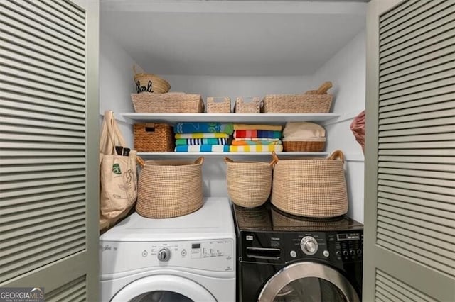 2 Arpege Way NW, Atlanta, GA 30327 - washroom with a heating unit and washer and clothes dryer
