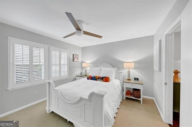 2 Arpege Way NW, Atlanta, GA 30327 - bedroom featuring light carpet, baseboards, and a ceiling fan