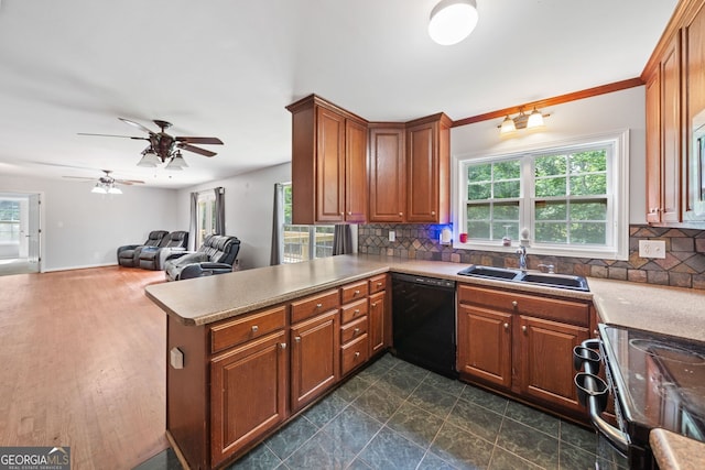 2958 Paul Harris Rd, Dallas, GA 30157 - kitchen with black appliances, backsplash, and plenty of natural light