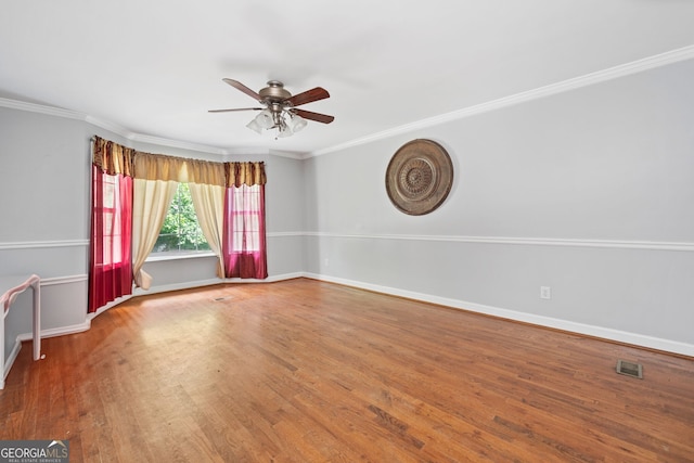 2958 Paul Harris Rd, Dallas, GA 30157 - spare room with ceiling fan, wood finished floors, and crown molding
