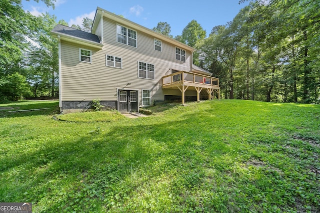 2958 Paul Harris Rd, Dallas, GA 30157 - rear view of house with a lawn and a deck