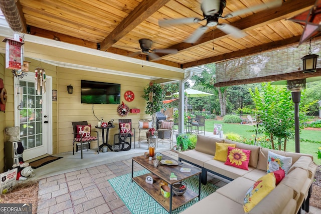 55 Ashton Pl, Covington, GA 30016 - view of patio / terrace with a ceiling fan and an outdoor hangout area