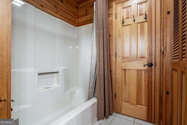371 Little Rock Creek Ct, Cherry Log, GA 30522 - full bath featuring shower / bath combo with shower curtain and tile patterned flooring