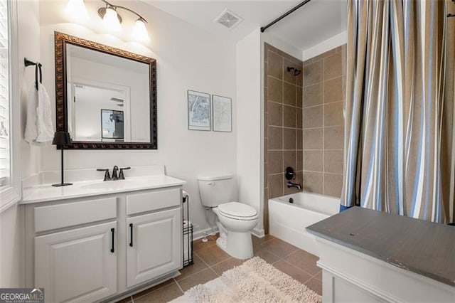 2680 Augeron Ct, Alpharetta, GA 30004 - bathroom featuring vanity, shower / bath combination with curtain, and tile patterned floors