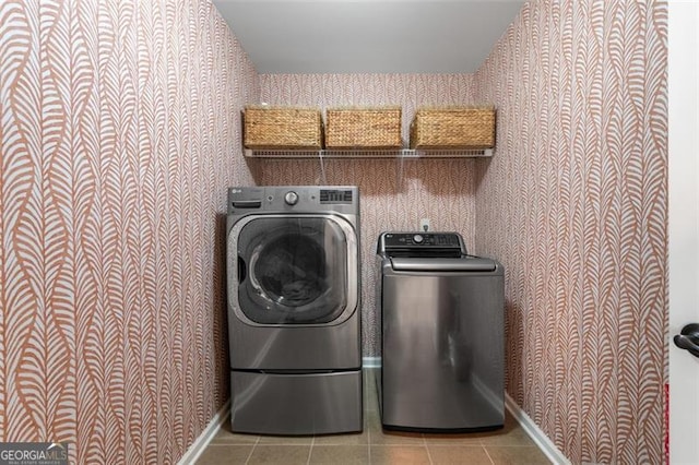2680 Augeron Ct, Alpharetta, GA 30004 - laundry area featuring independent washer and dryer and tile patterned floors