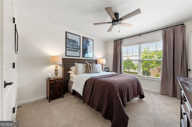 2680 Augeron Ct, Alpharetta, GA 30004 - bedroom featuring light colored carpet and ceiling fan