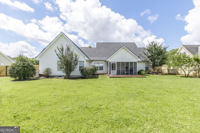 76 Duke Ln, Kathleen, GA 31047 - rear view of house featuring a sunroom and a shingled roof
