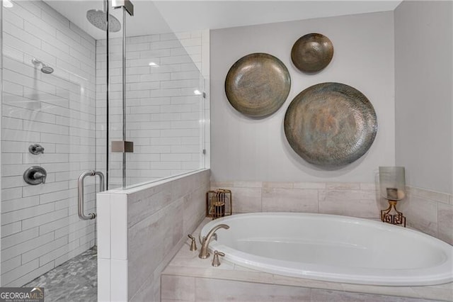 6445 Lucent Ln, Atlanta, GA 30328 - full bathroom featuring a shower stall and a garden tub