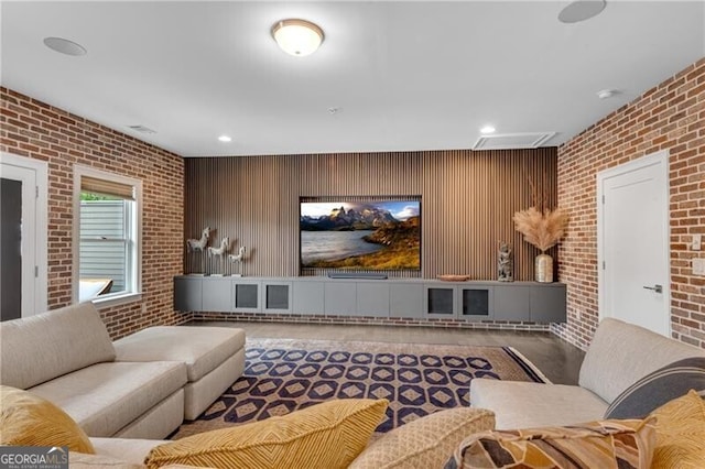 6445 Lucent Ln, Atlanta, GA 30328 - home theater room with brick wall