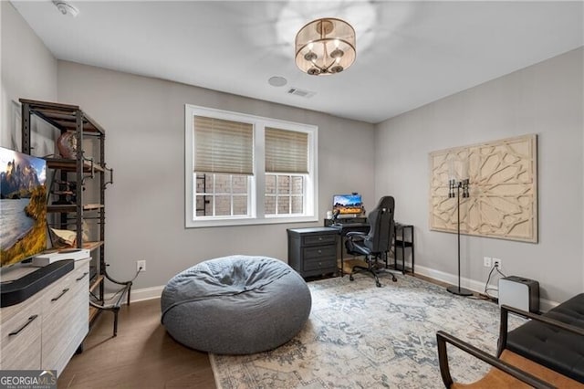 6445 Lucent Ln, Atlanta, GA 30328 - home office with baseboards and wood finished floors