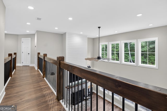 57 Clear Creek Valley Dr Unit 8A, Ellijay, GA 30536 - hall featuring baseboards, an upstairs landing, dark wood-style flooring, and recessed lighting