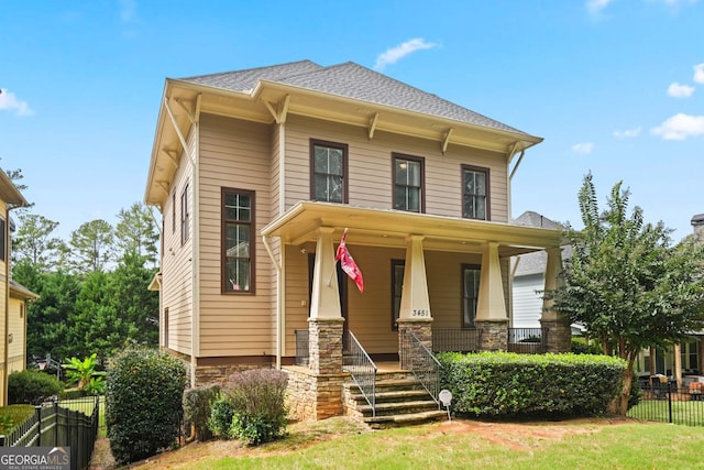 3451 Fairway Dr, College Park, GA 30337 - view of front facade featuring covered porch and stone siding