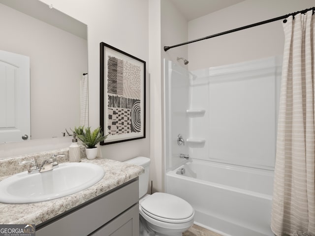 8215 Coldstream Dr, Fairburn, GA 30213 - bathroom with shower / bath combination with curtain and vanity