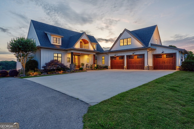 3315 Chandler Rd, Good Hope, GA 30641 - craftsman inspired home featuring board and batten siding, covered porch, concrete driveway, a lawn, and roof with shingles