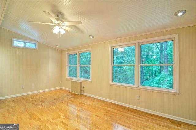 2212 Mcquiston Dr SW, Marietta, GA 30064 - empty room with light wood-style floors, ceiling fan, baseboards, lofted ceiling, and wooden ceiling