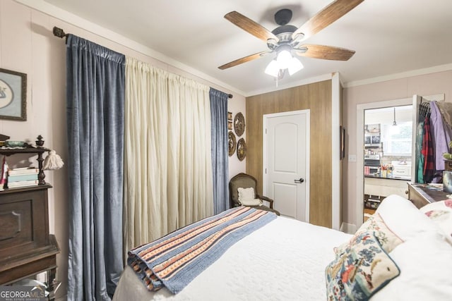4009 Gray Hwy, Gray, GA 31032 - bedroom featuring ornamental molding and a ceiling fan