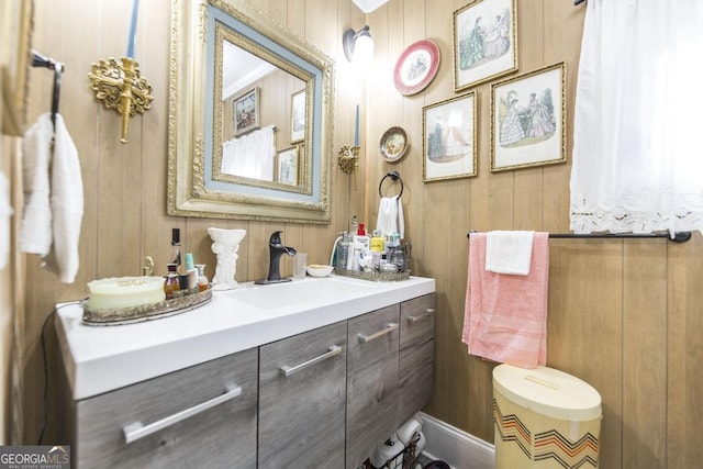 4009 Gray Hwy, Gray, GA 31032 - bathroom featuring vanity and wood walls