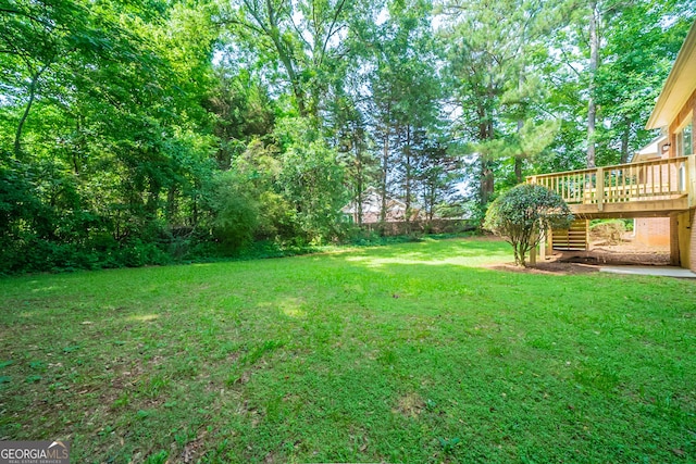 70 Sylvia Cir, Covington, GA 30016 - view of yard with stairway and a wooden deck