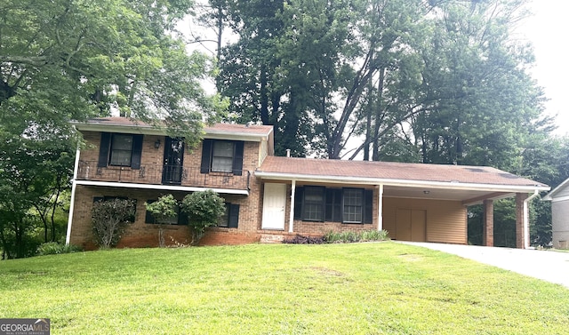 4196 Lehigh Blvd, Decatur, GA 30034 - tri-level home with brick siding, concrete driveway, a front lawn, and an attached carport