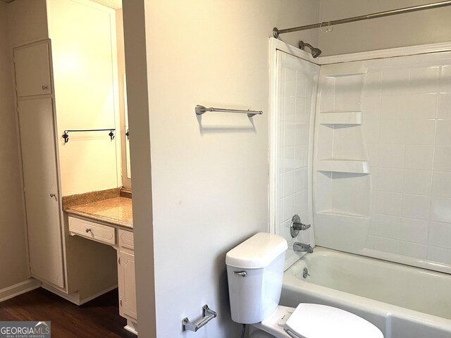 4196 Lehigh Blvd, Decatur, GA 30034 - bathroom with toilet, shower / washtub combination, wood finished floors, and vanity