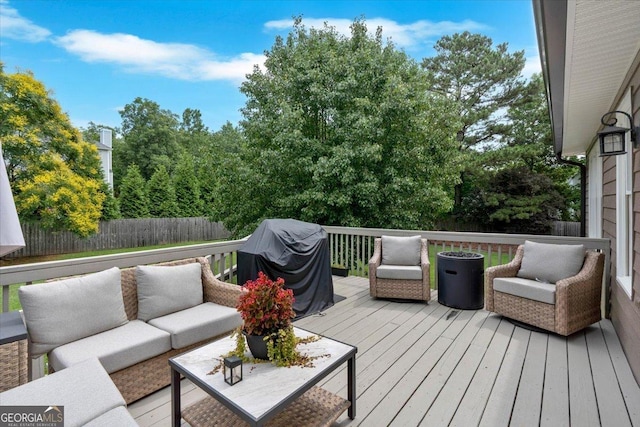 15 Split Oak Dr SW, Cartersville, GA 30120 - deck featuring outdoor lounge area and a grill